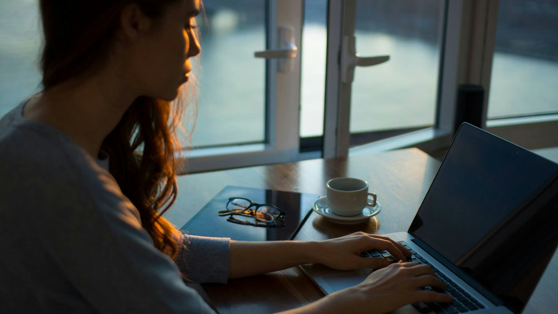 Working From Home on Laptop